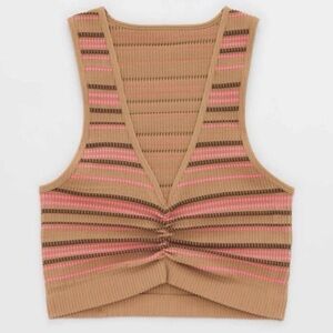 Aerie Striped Tan and Pink Women's Top